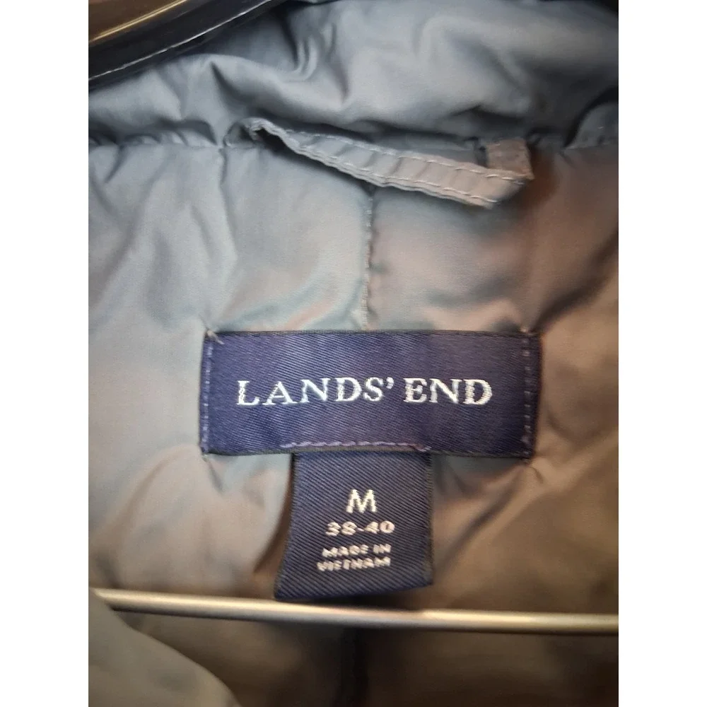 Lands End Mens Jacket Medium Gray Goose Down Puffer Vest Gorp Hiking‎ Casual